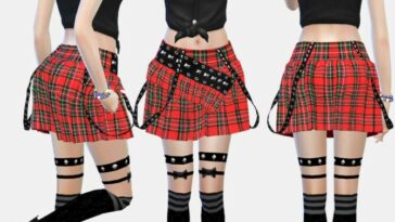 Studded belt peat skirt T07 at Studio K-Creation