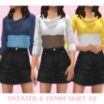 Sweater & Denim Skirt 02 by Black Lily at TSR