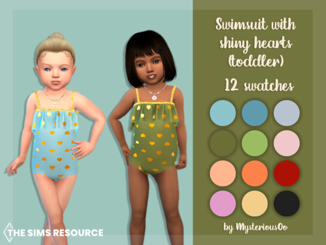 Swimsuit with shiny hearts (toddler) by MysteriousOo at TSR