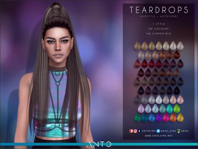 Teardrops hair by Anto at TSR