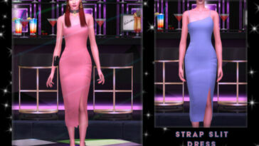 The Perfect Night Strap Slit Dress by OranosTR at TSR