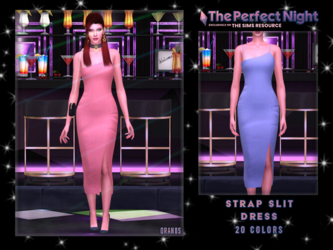 The Perfect Night Strap Slit Dress by OranosTR at TSR