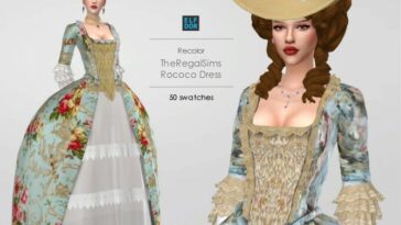 The Regal Sim Rococo Dress Recolored at Elfdor Sims