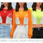 Three Color Crop Sweater 02 by Black Lily at TSR