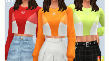 Three Color Crop Sweater 02 by Black Lily at TSR