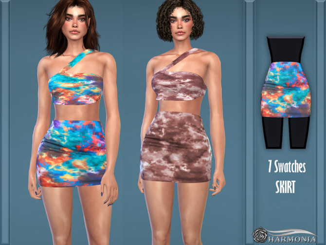 Tie Dye Woven Printed Mini Skirt by Harmonia at TSR