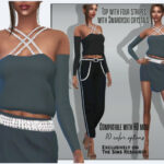 Top with four stripes with Swarovski crystals by Sims House at TSR