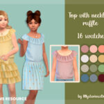 Top with neckline ruffles by MysteriousOo at TSR