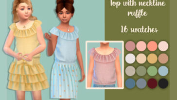 Top with neckline ruffles by MysteriousOo at TSR