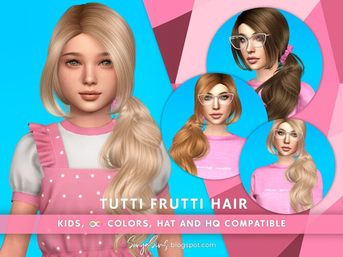 Tutti Frutti Hair for Kids by SonyaSimsCC at TSR