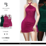 Twist Neckline Short Dress by Bill Sims at TSR