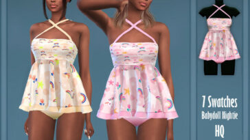 Unicorn-Print Babydoll Nightie by Harmonia at TSR