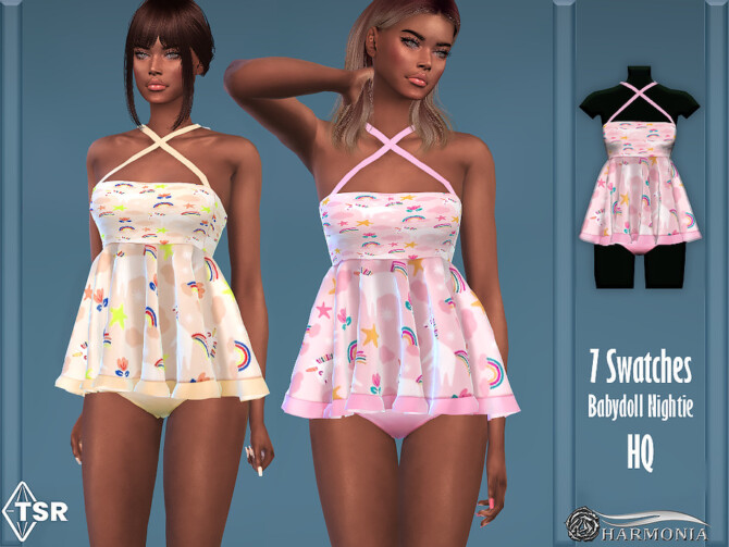 Unicorn-Print Babydoll Nightie by Harmonia at TSR