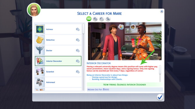 University degree reward fix at Mod The Sims 4