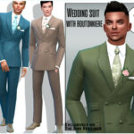 Wedding suit with boutonniere by Sims House at TSR