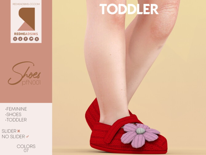 nitted baby shoes with flower N001 at REDHEADSIMS