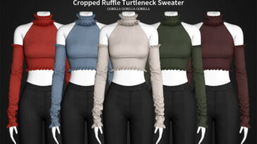 ropped Ruffle Turtleneck Sweater at Gorilla