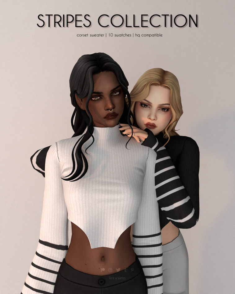 Corset Sweater - Stripes Collection by luxysims