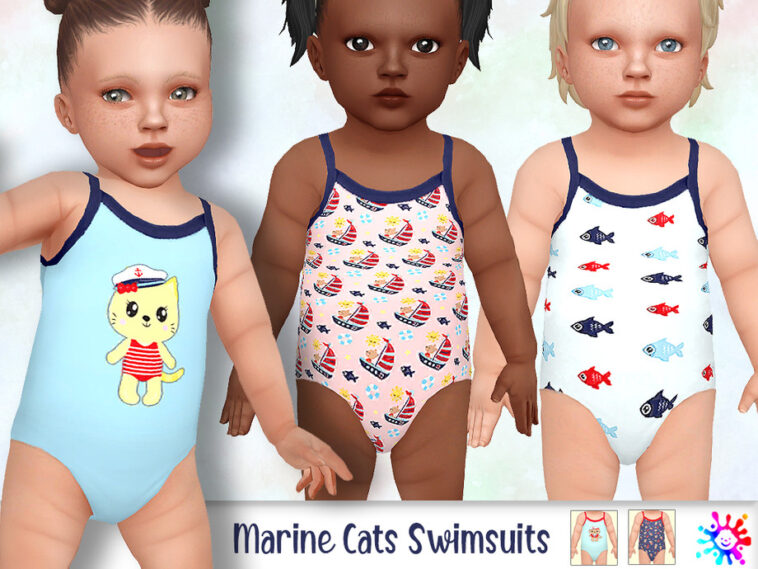 Cute Marine Cats Swimsuit by Pelineldis