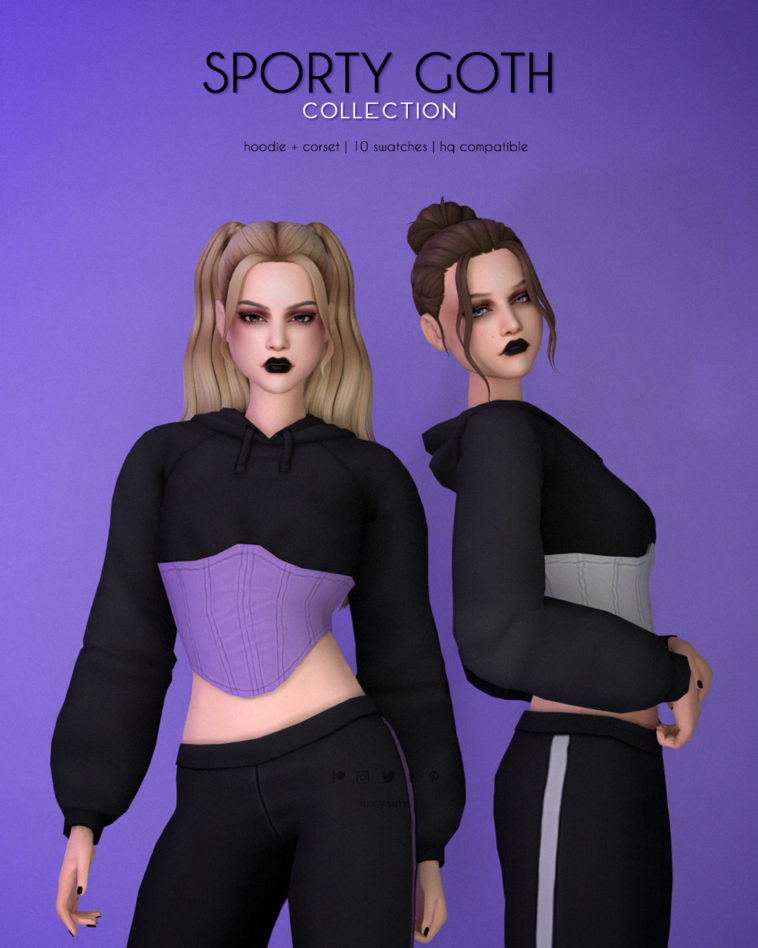 Hoodie + Corset - Sporty Goth Collection by luxysims