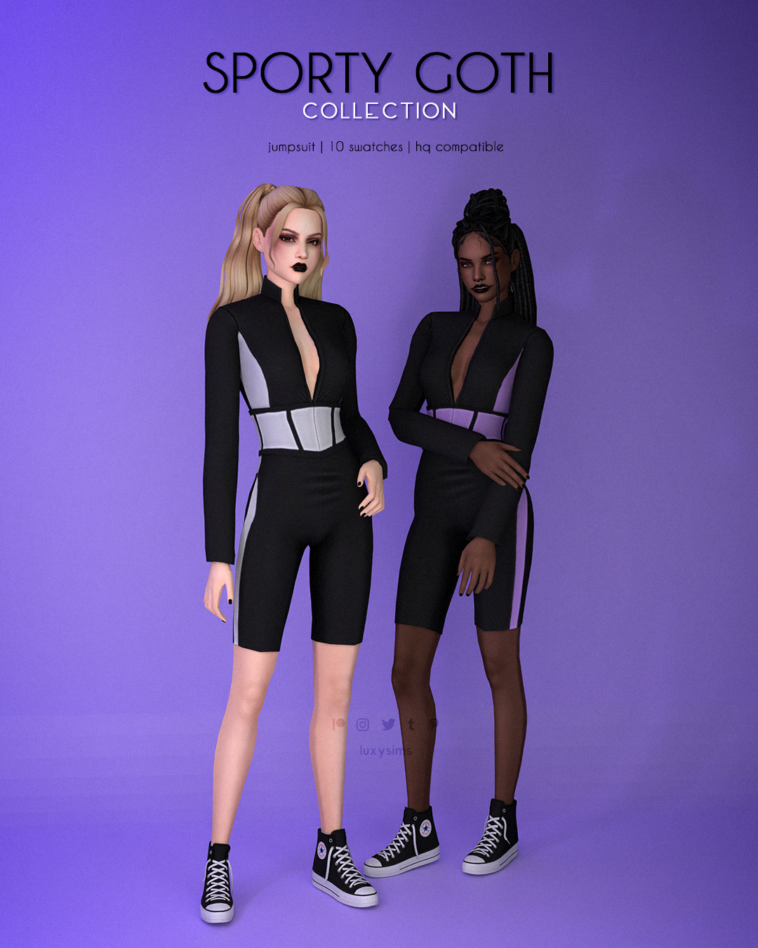 Jumpsuit - Sporty Goth Collection by luxysims