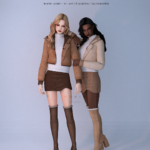 Leather Jacket + Mini Skirt - Shearling Collection by luxysims