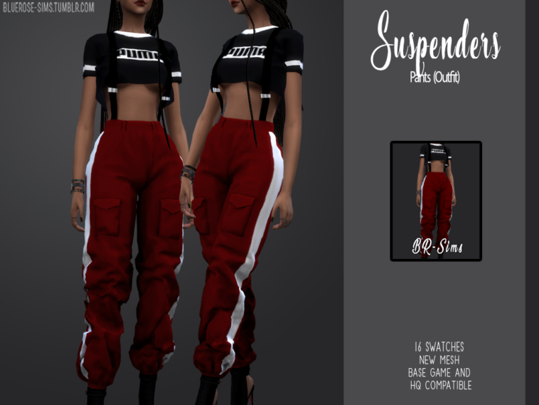 Suspenders pants by bluerose