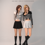 Zipper Cardigan + Leather Skirt - Stripes Collection by luxysims